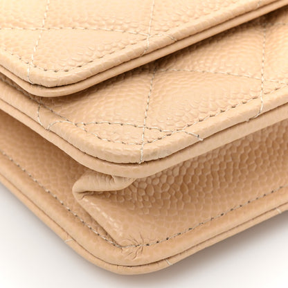 Chanel Caviar Quilted Wallet On Chain WOC Beige 12 of 15
