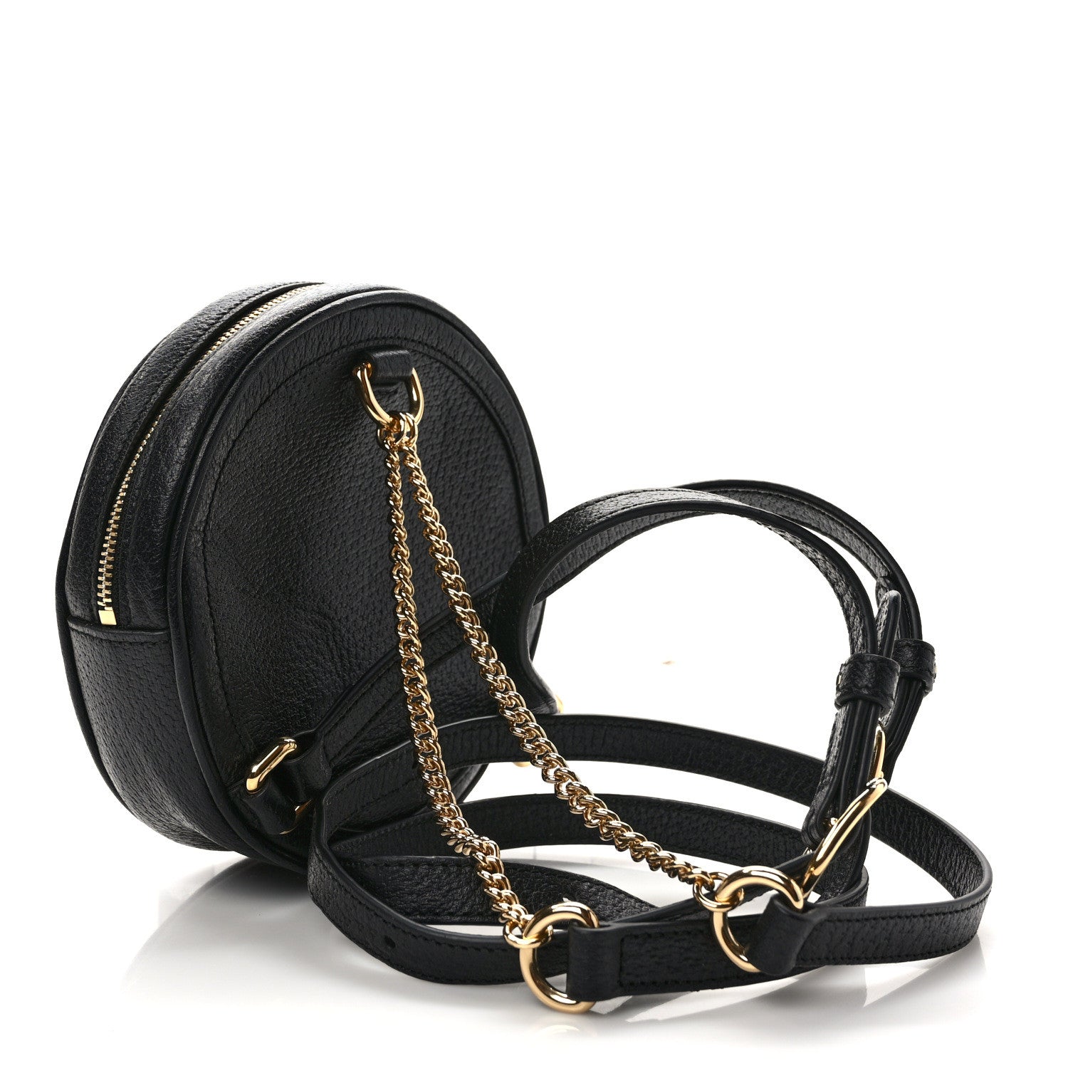 Gucci Grained Calfskin Web Mini Ophidia Round Backpack Black 3 of 8