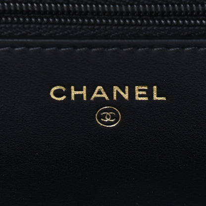 Chanel Tweed Quilted Wallet On Chain WOC Black Ecru White 6 of 10