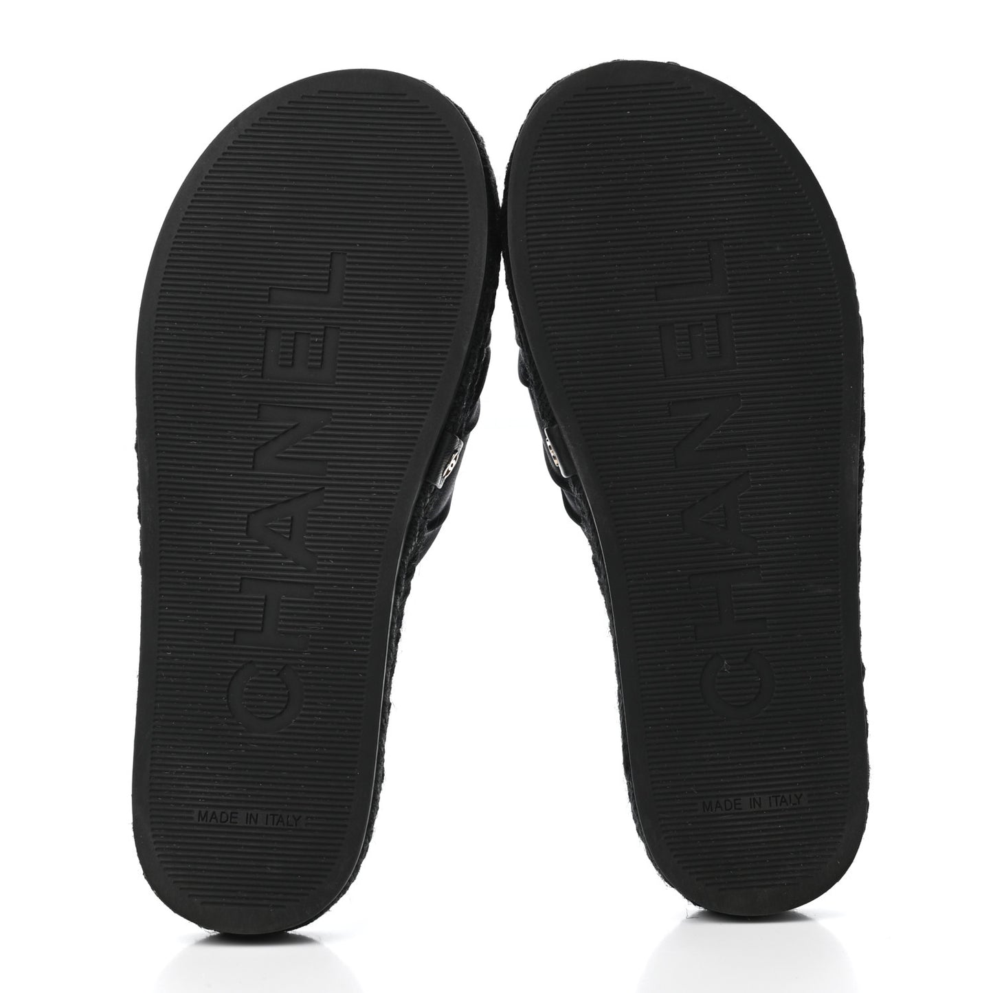 Grosgrain CC Espadrille Slip On Sandals 35 Black