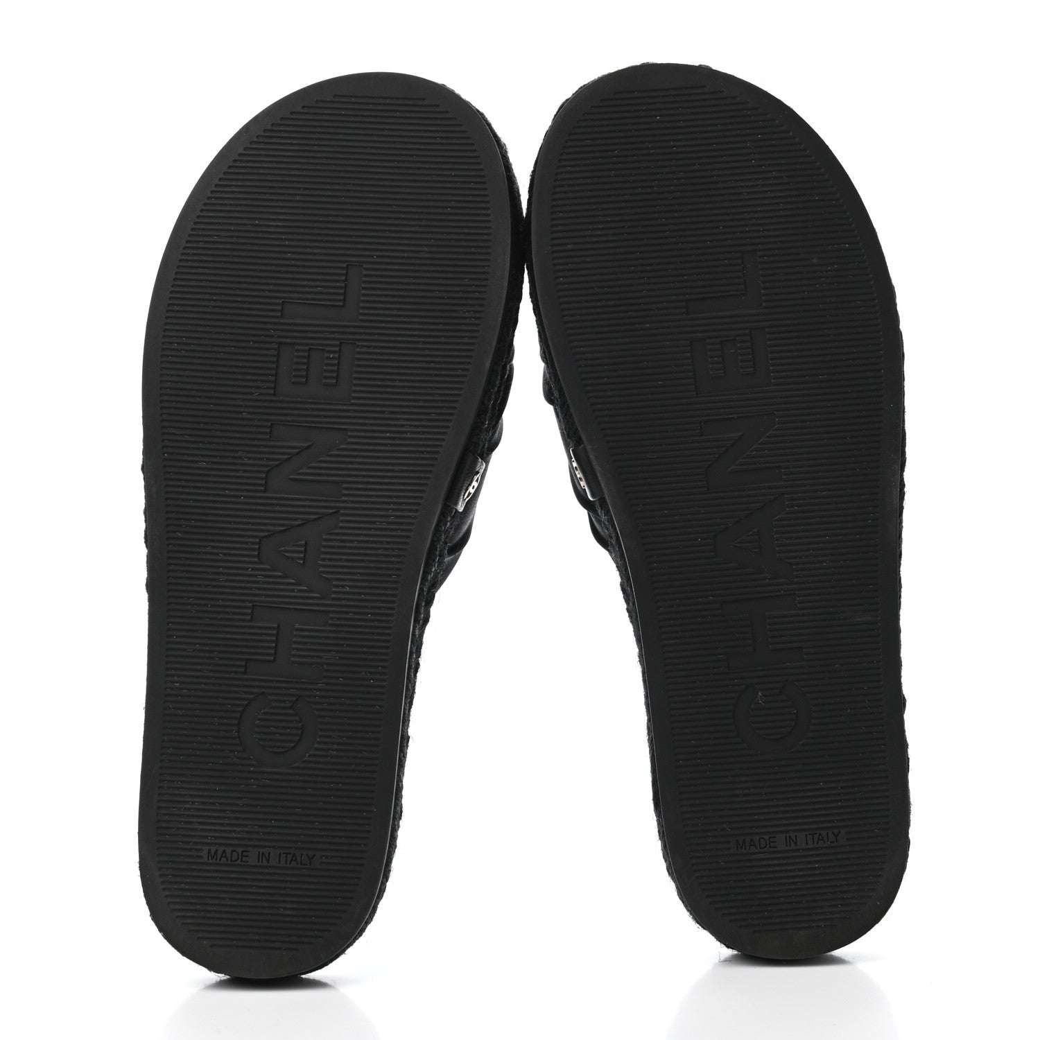 Chanel Grosgrain CC Espadrille Slip On Sandals 35 Black 4 of 4