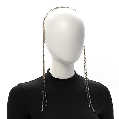 Chanel Metal Crystal Pearl CC Chandelier Headband Gold Black Grey 2 of 5