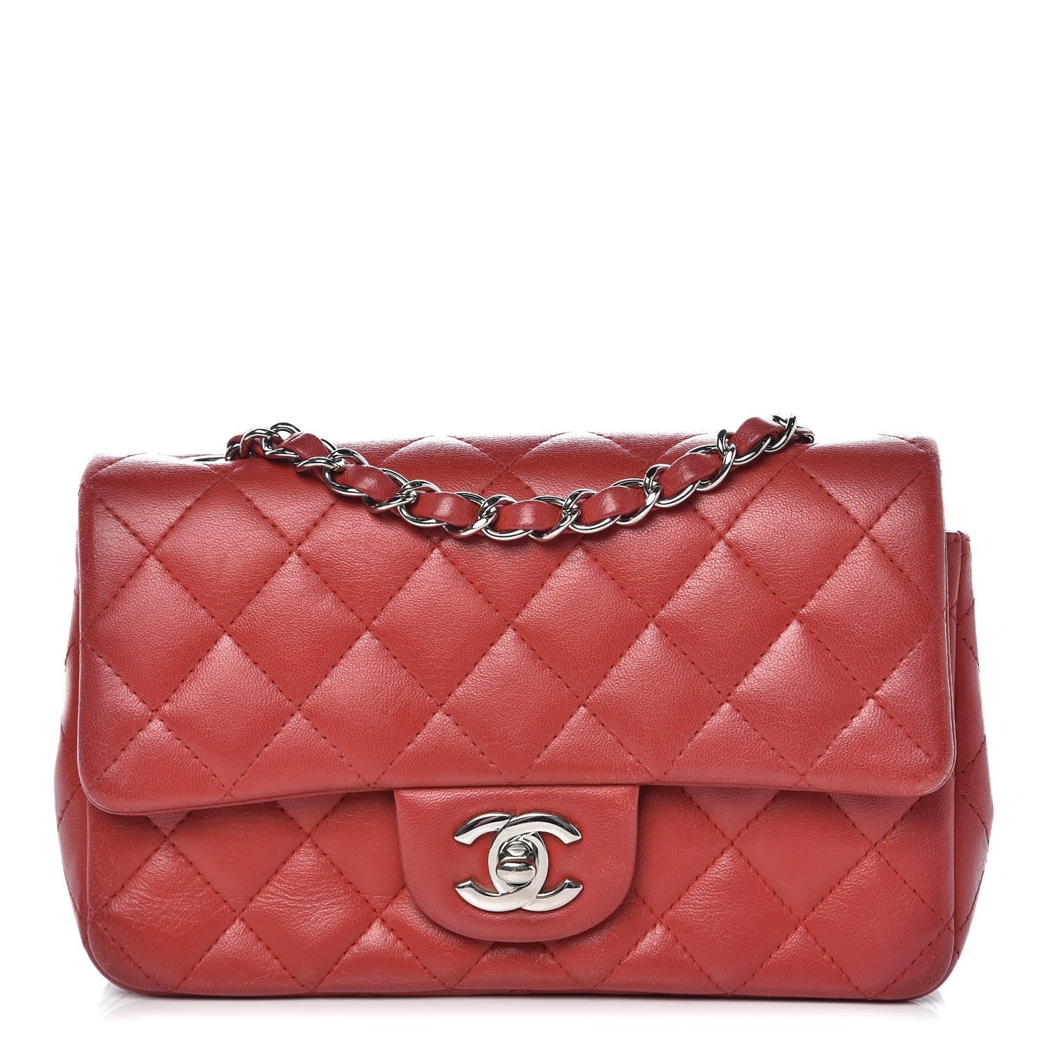Chanel Lambskin Quilted Mini Rectangular Flap Red 1 of 11