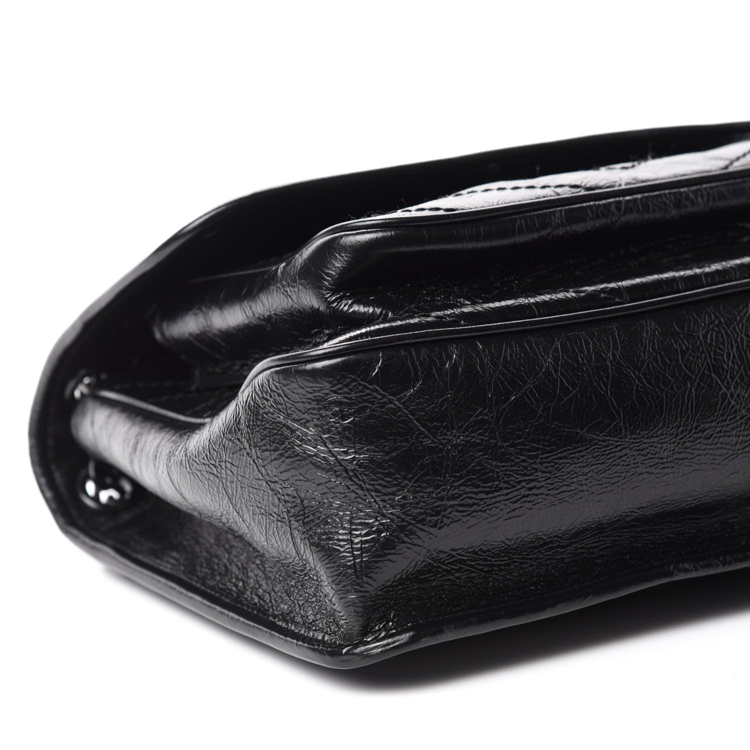 Saint Laurent Crinkled Calfskin Matelasse Monogram Medium Niki Chain Satchel Black 6 of 11