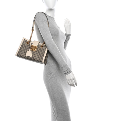 Gucci GG Supreme Monogram Moon Calfskin Small Padlock Tote Beige Ebony Mystic White 2 of 11