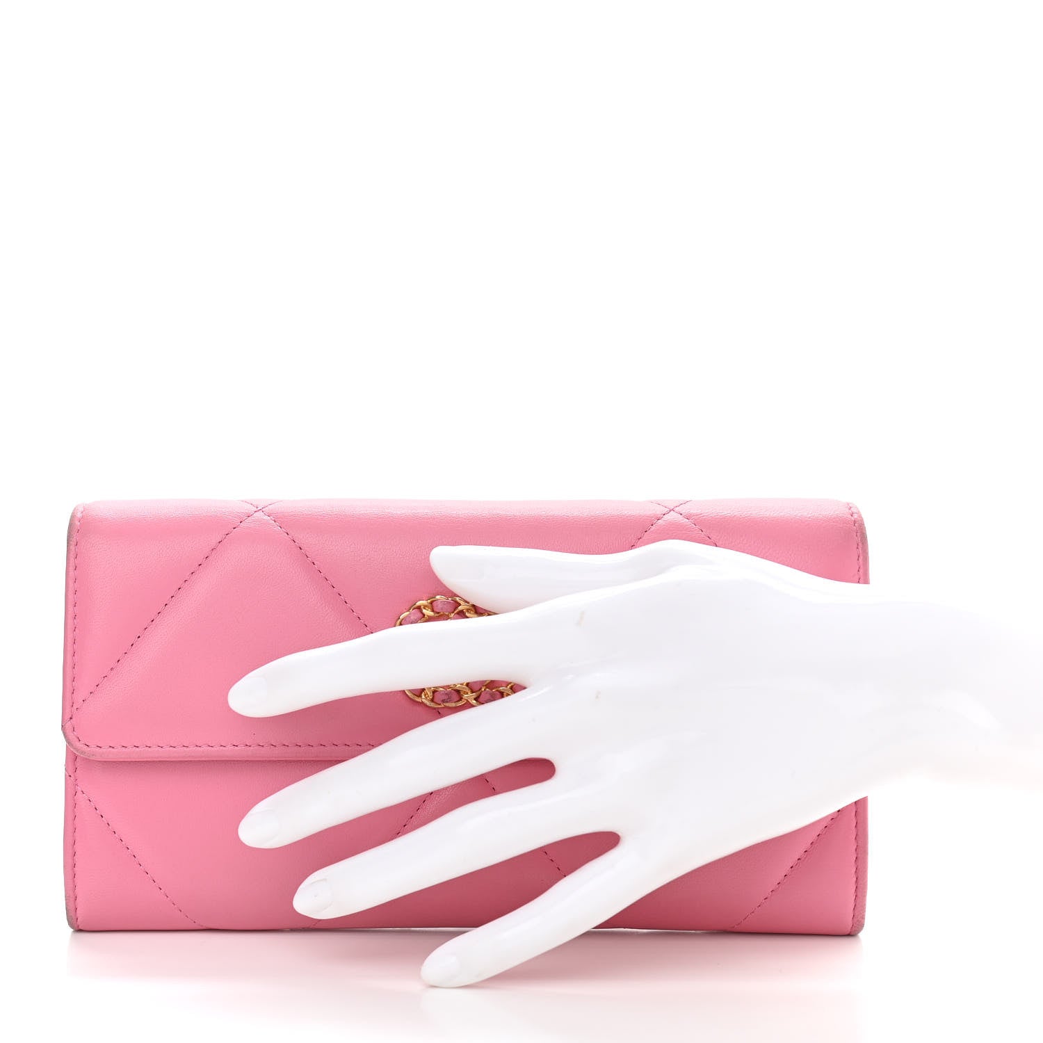 Chanel Lambskin Quilted Chanel 19 Flap Wallet Pink 2 of 11