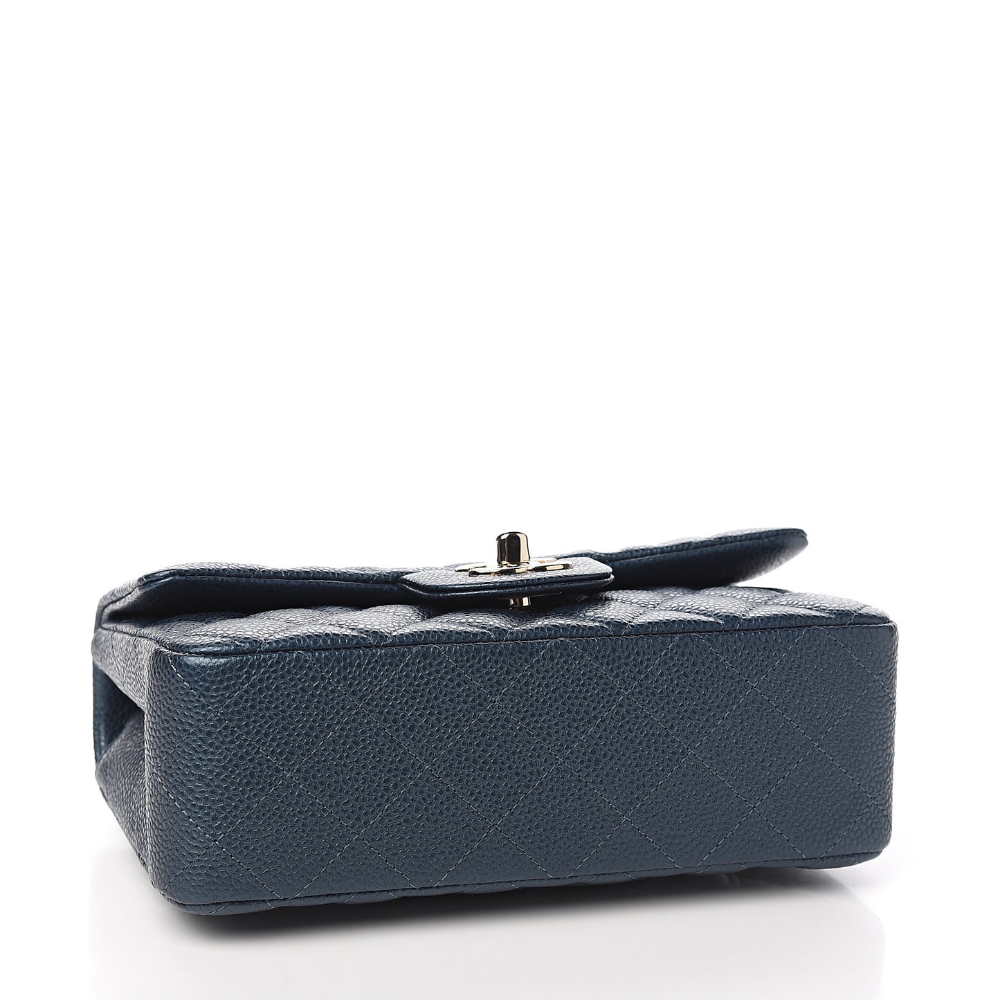 Iridescent Caviar Quilted Mini Rectangular Flap Dark Blue
