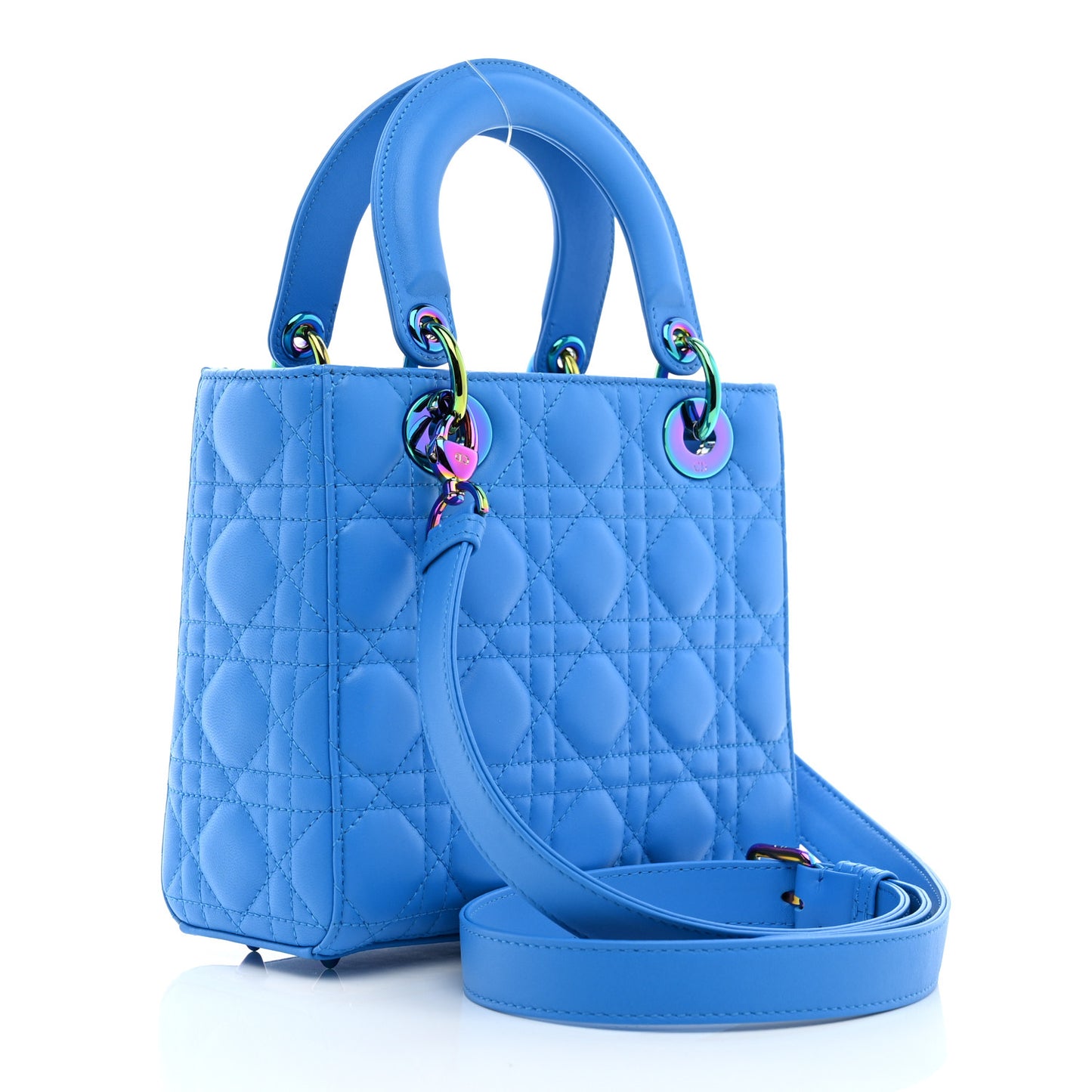 Lambskin Cannage Small Lady Dior Bright Blue