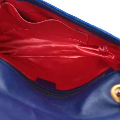 Gucci Velvet Matelasse Modern Embroidered Medium GG Marmont Shoulder Bag Cobalt 5 of 12