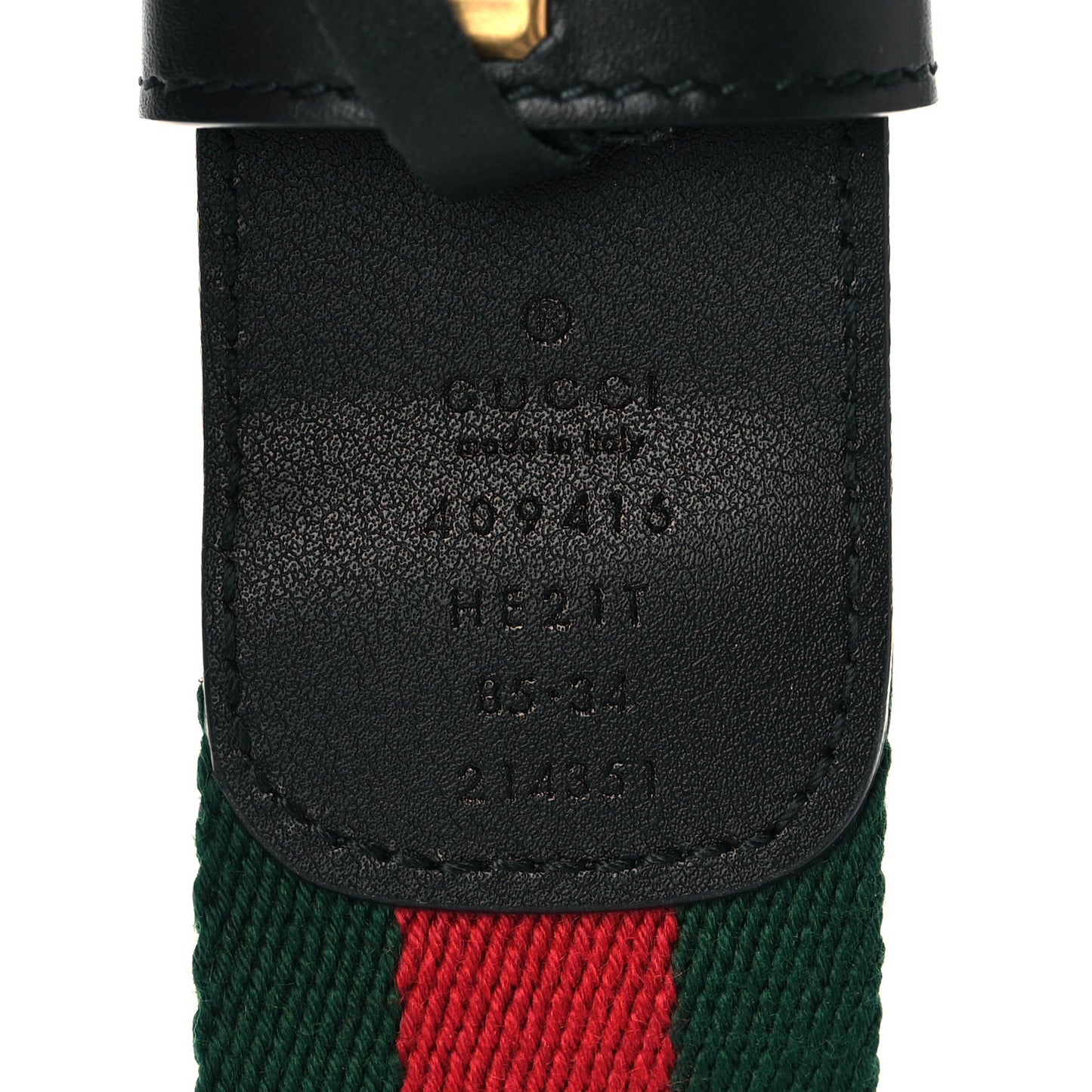 Nylon Calfskin Double G Web 40mm Belt 85 34 Green Red Black