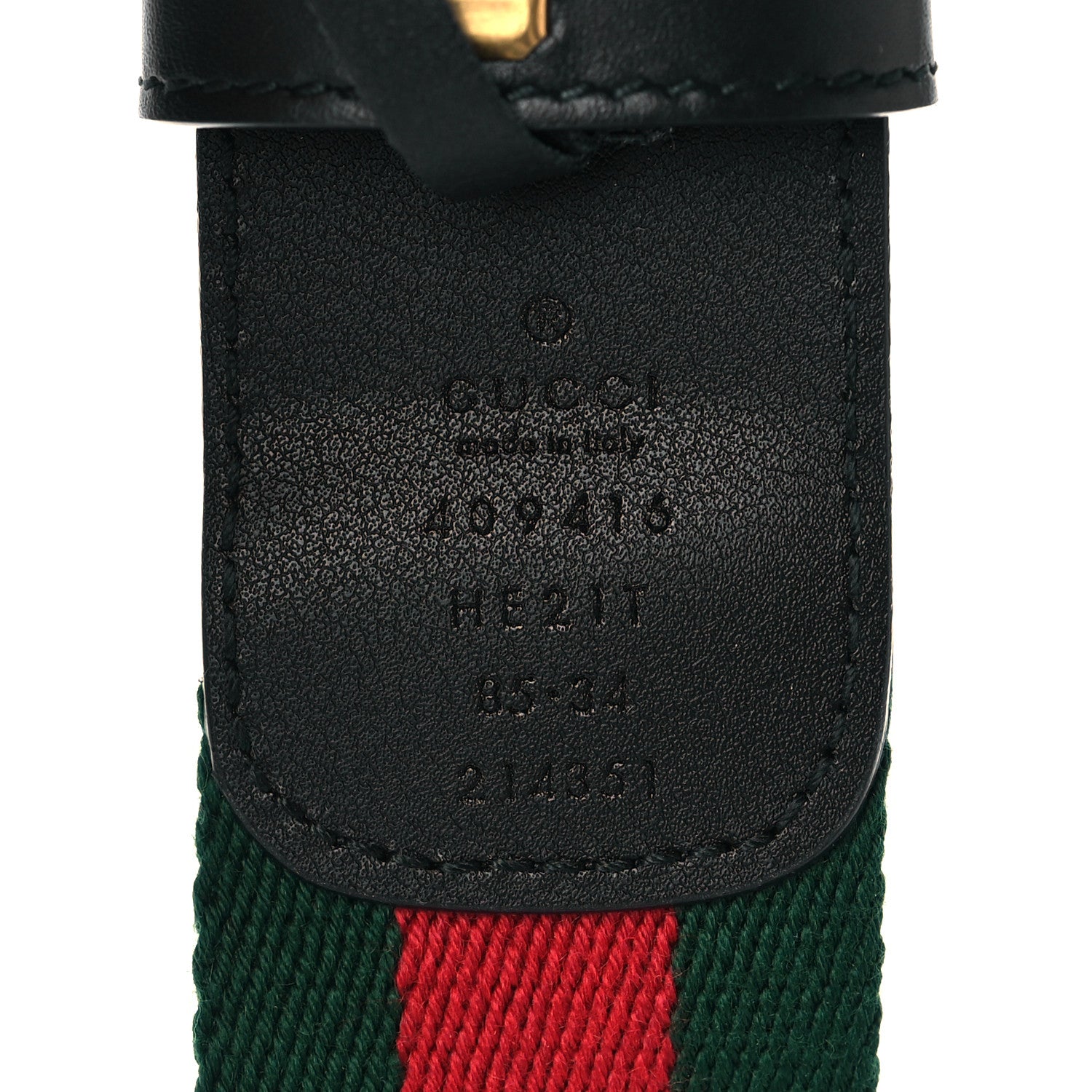 Gucci Nylon Calfskin Double G Web 40mm Belt 85 34 Green Red Black 4 of 6