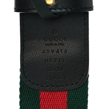 Gucci Nylon Calfskin Double G Web 40mm Belt 85 34 Green Red Black 4 of 6