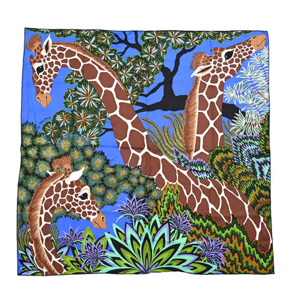 Hermes Silk The Three Graces Scarf 90 Bleu Vif Marron Vert 1 of 8