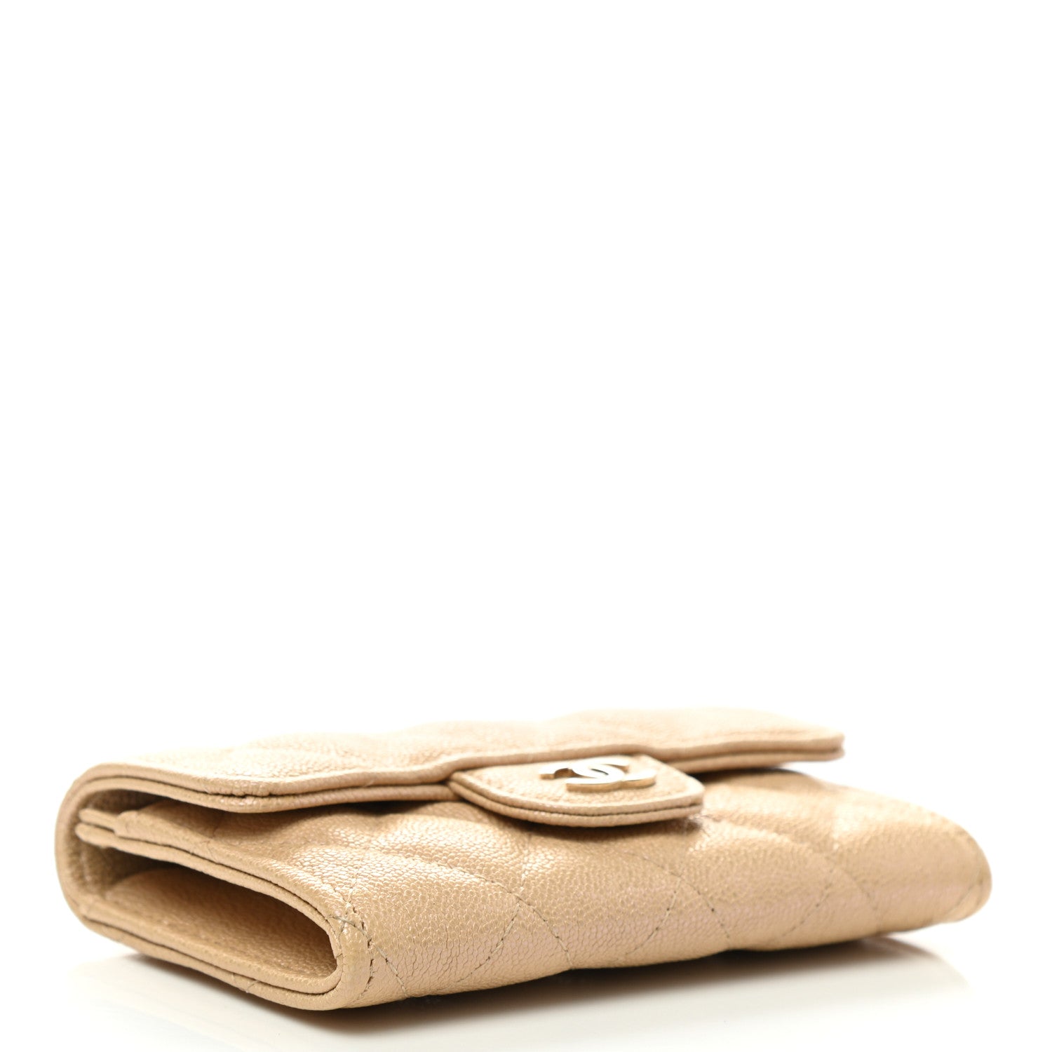 Chanel Iridescent Caviar Quilted Flap Card Holder Beige 4 of 9