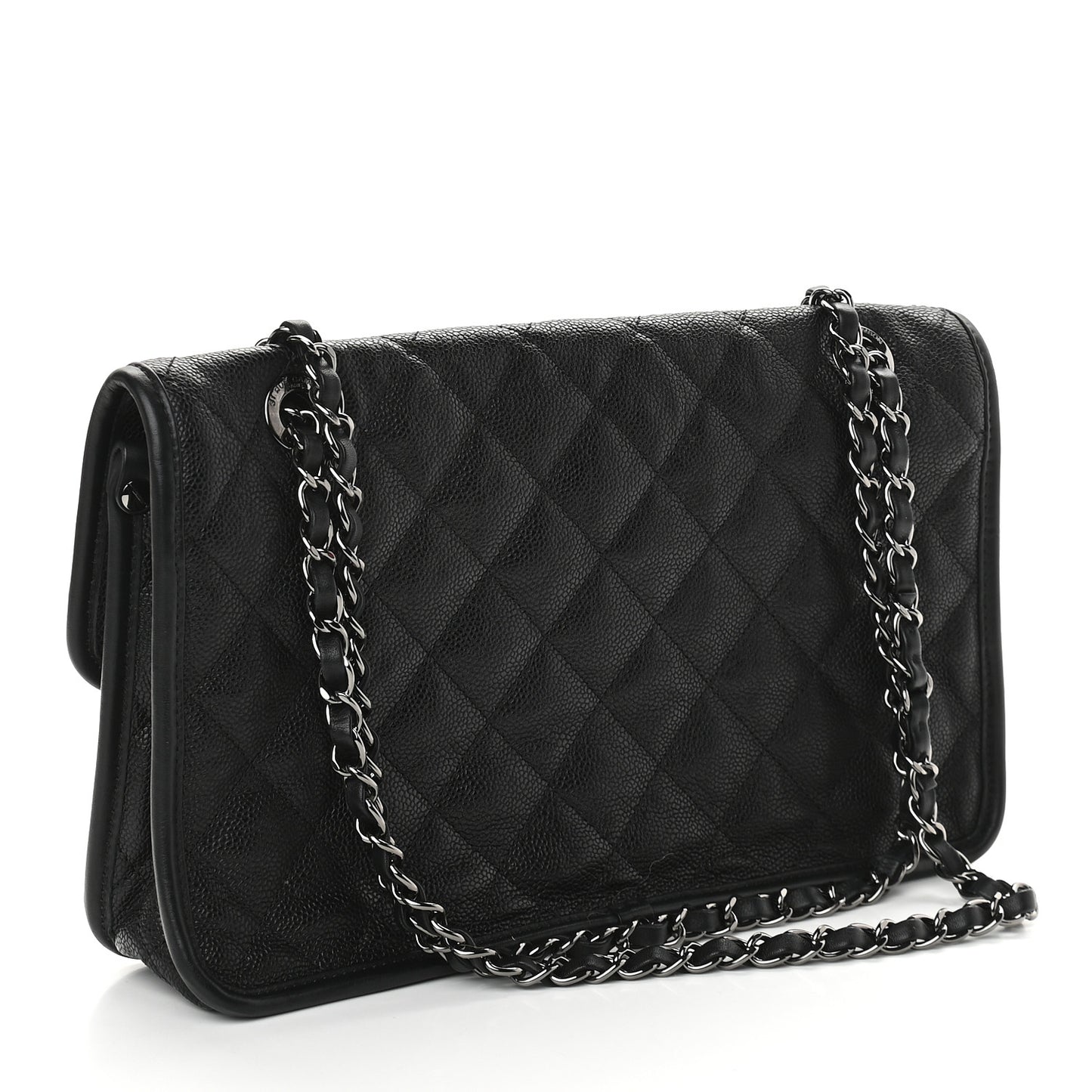 Caviar Quilted Medium French Riviera Flap Black