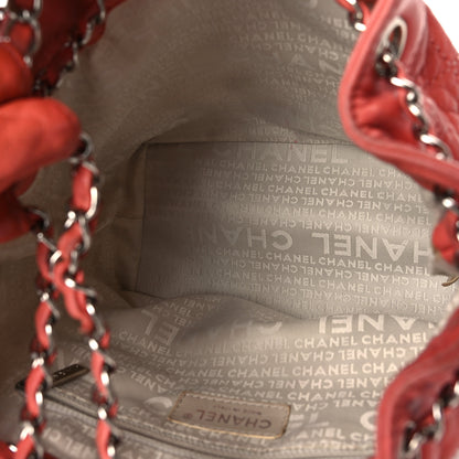 Chanel Lambskin Contrast Stitch Small Drawstring Tote Coral 5 of 9