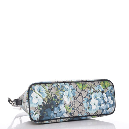 Gucci GG Supreme Monogram Blooms Small Zippered Tote Blue 5 of 9