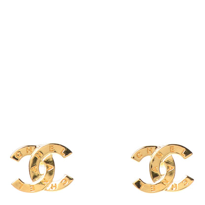 Chanel Metal CC Paris Button Stud Earrings Gold 1 of 4
