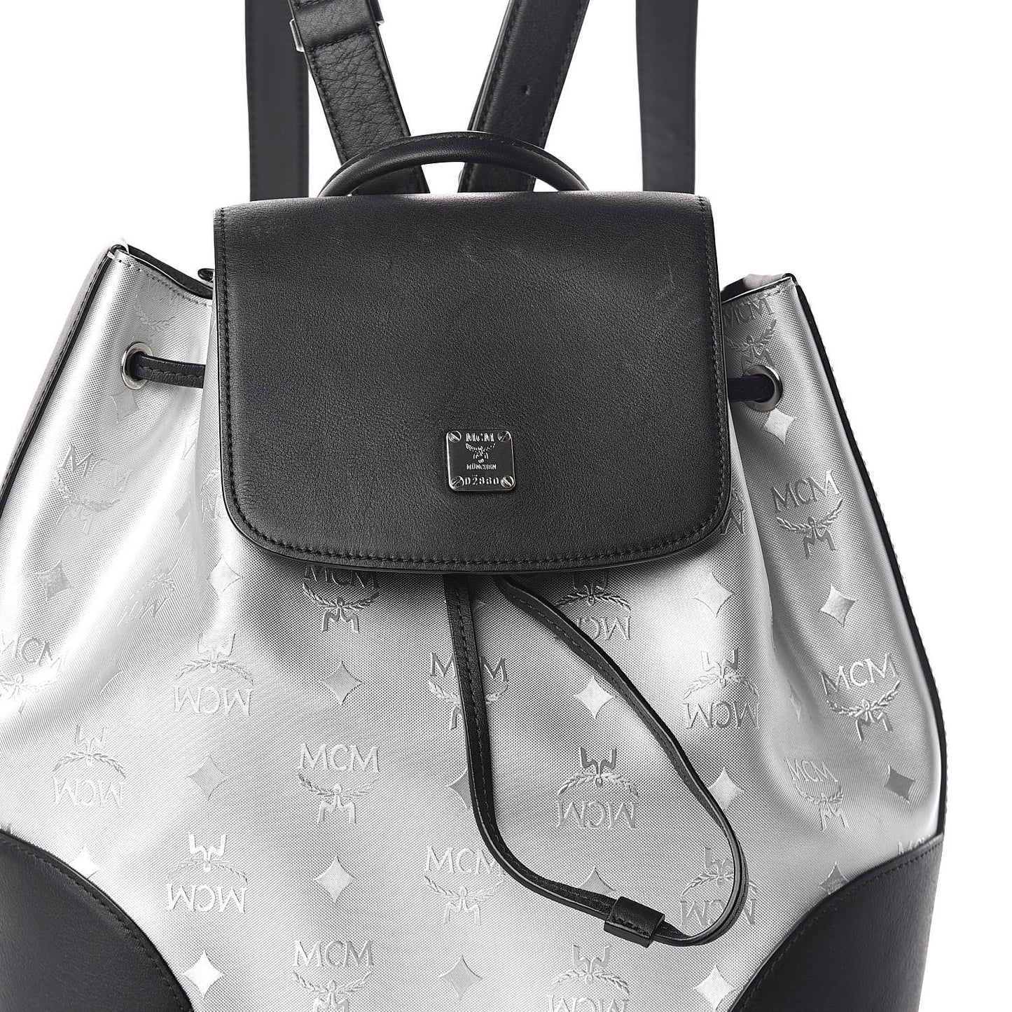 Metallic Monogram Claudia Backpack Silver Black