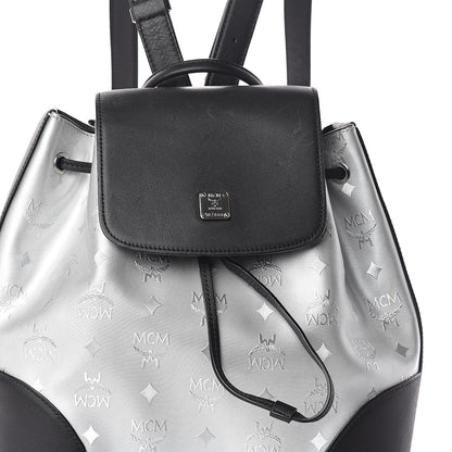 MCM Metallic Monogram Claudia Backpack Silver Black 7 of 9