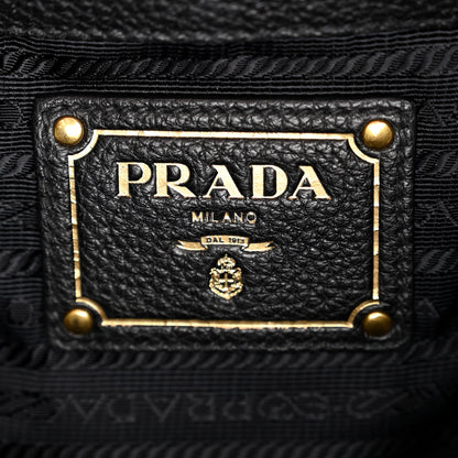 Prada Vitello Phenix Embossed Logo Hobo Black 6 of 10