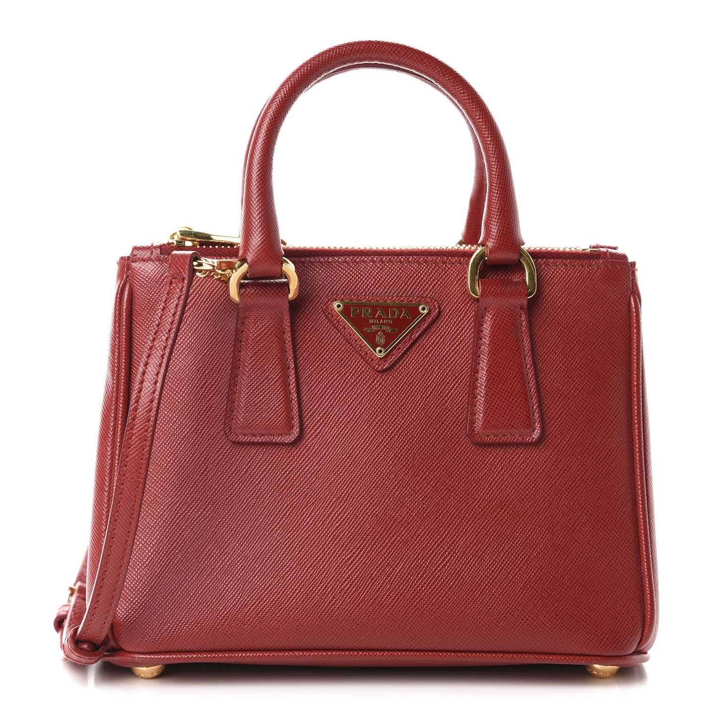Saffiano Lux Micro Galleria Double Zip Tote Fuoco