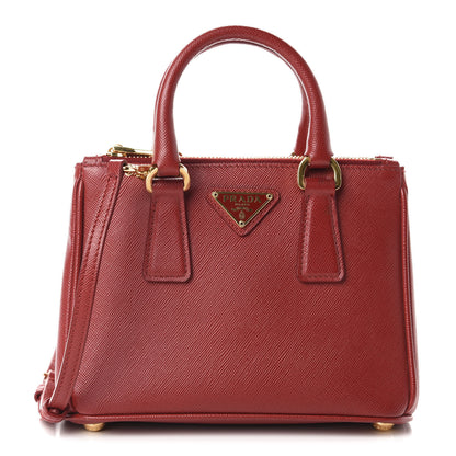 Prada Saffiano Lux Micro Galleria Double Zip Tote Fuoco 1 of 10