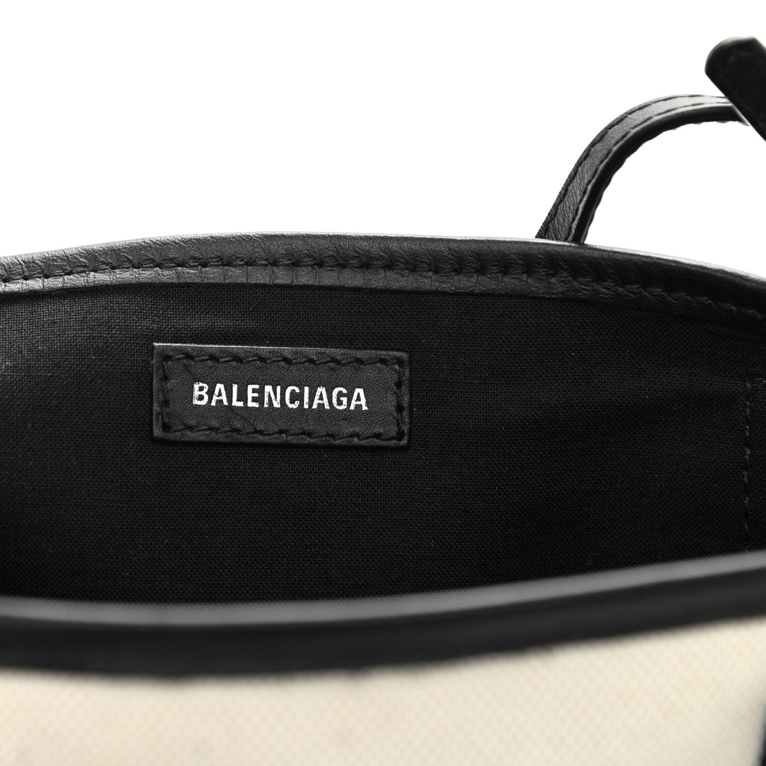 Balenciaga Cotton Canvas Calfskin Navy Cabas XS Natural Black 7 of 14