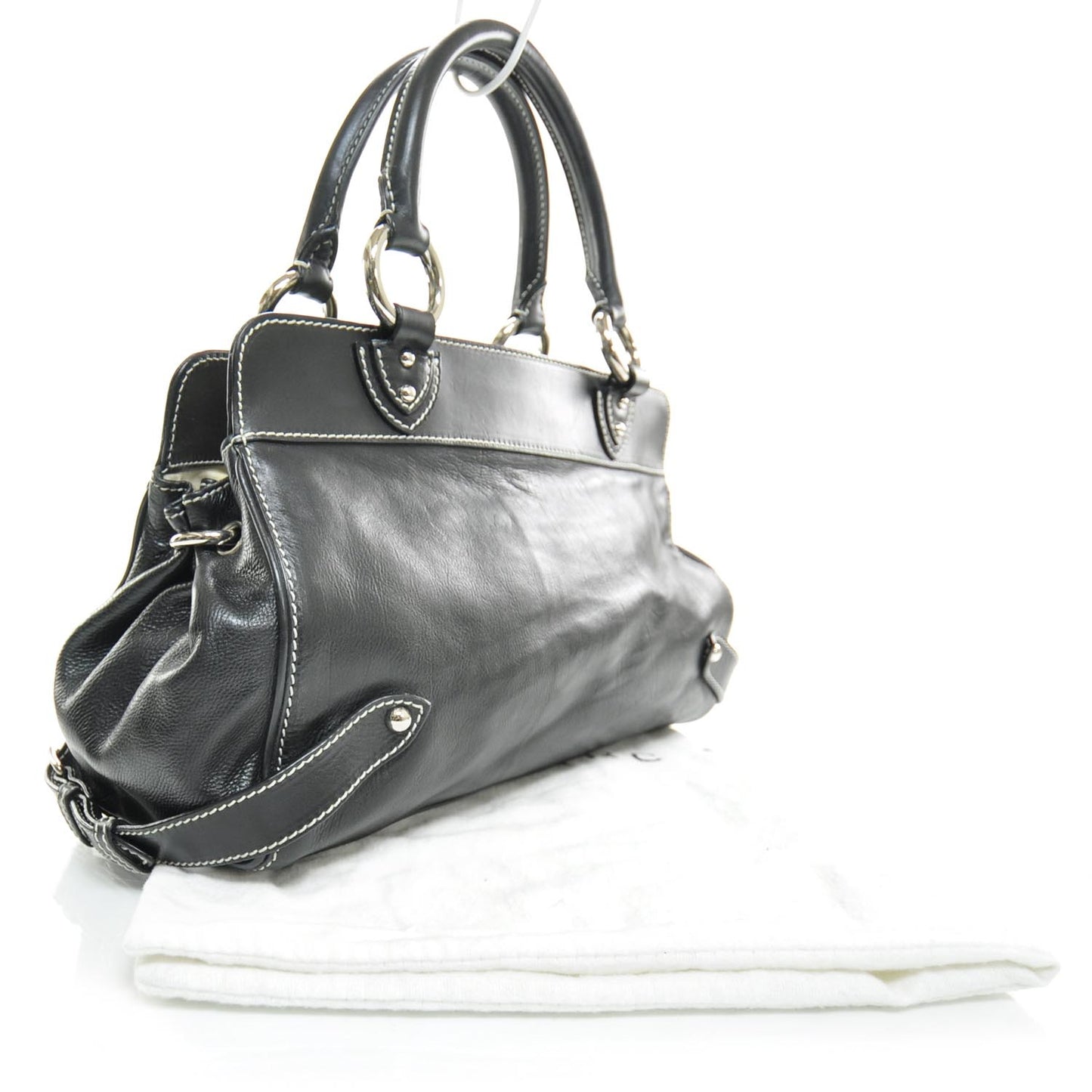 Leather Front Pocket Satchel Black