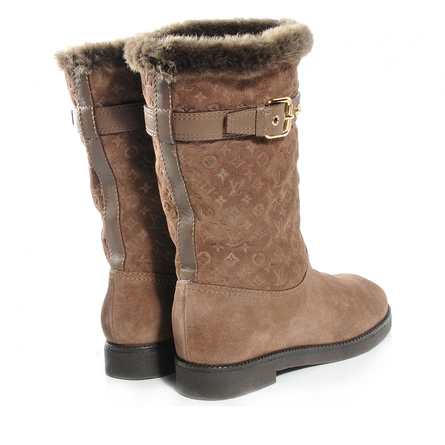 Louis Vuitton Suede Fur Wintry Boots 37 Brown 4 of 5