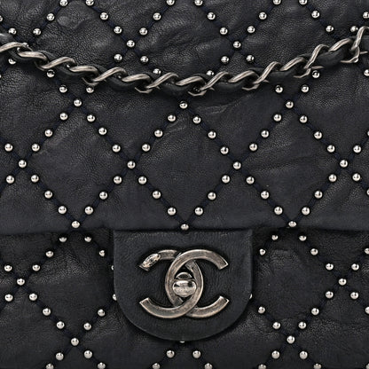 Chanel Washed Lambskin Studded Metal Beauty Flap Navy 8 of 11