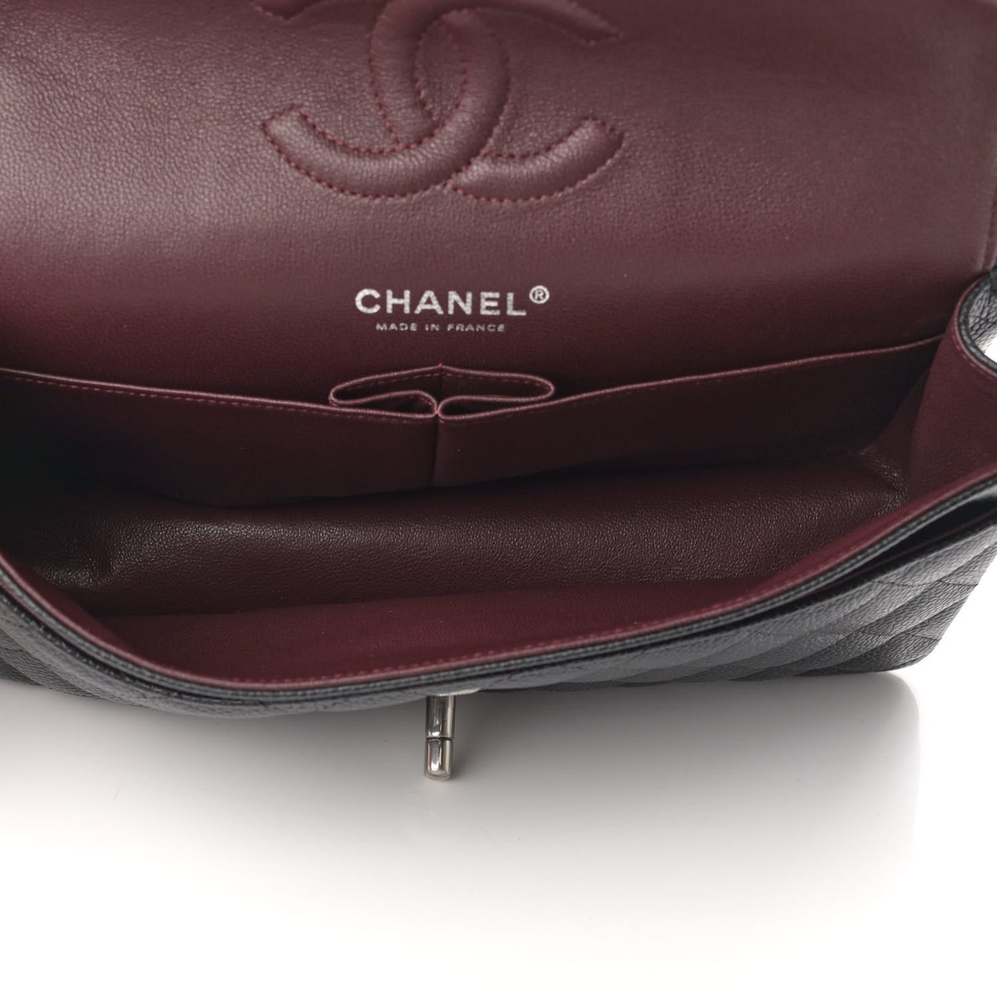 Caviar Quilted Medium Double Flap Black