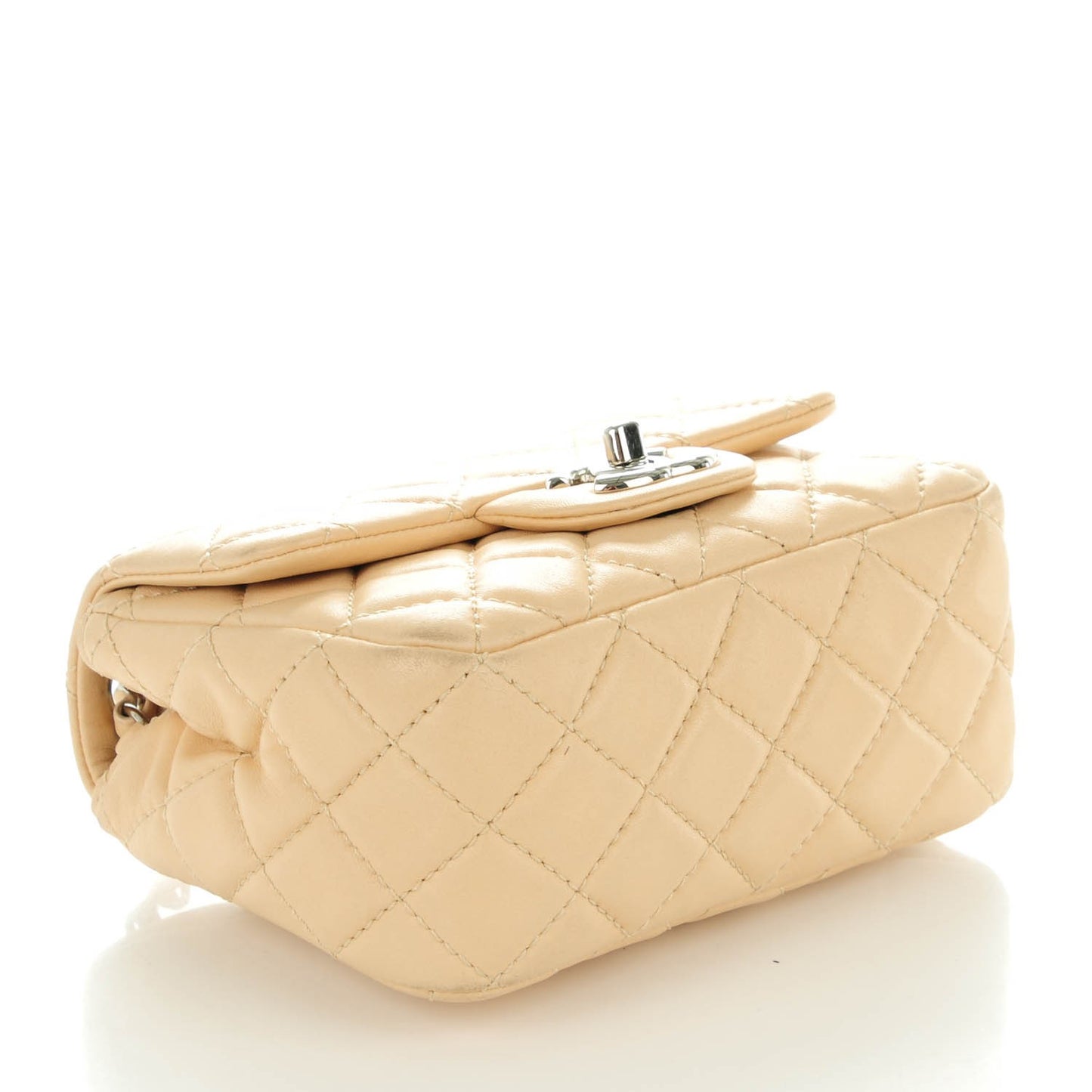 Lambskin Quilted Mini Square Flap Beige Clair