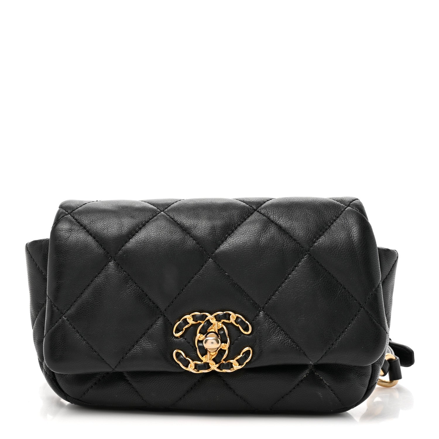 Chanel Lambskin Quilted Chanel 19 Waist Bag Black 1 of 13