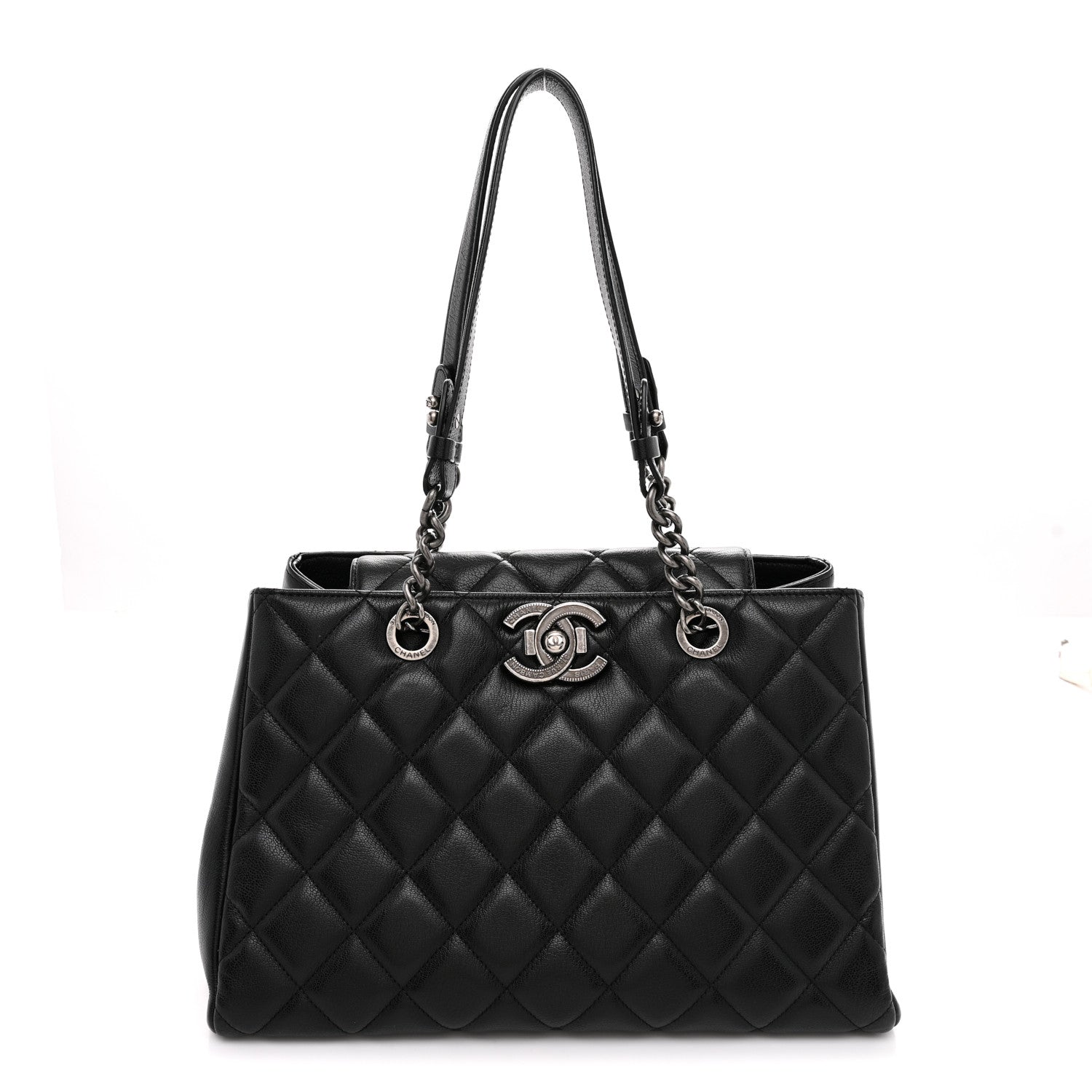 Chanel Metallic Goatskin Quilted Large City Rock Shopping Bag Black 1 of 10