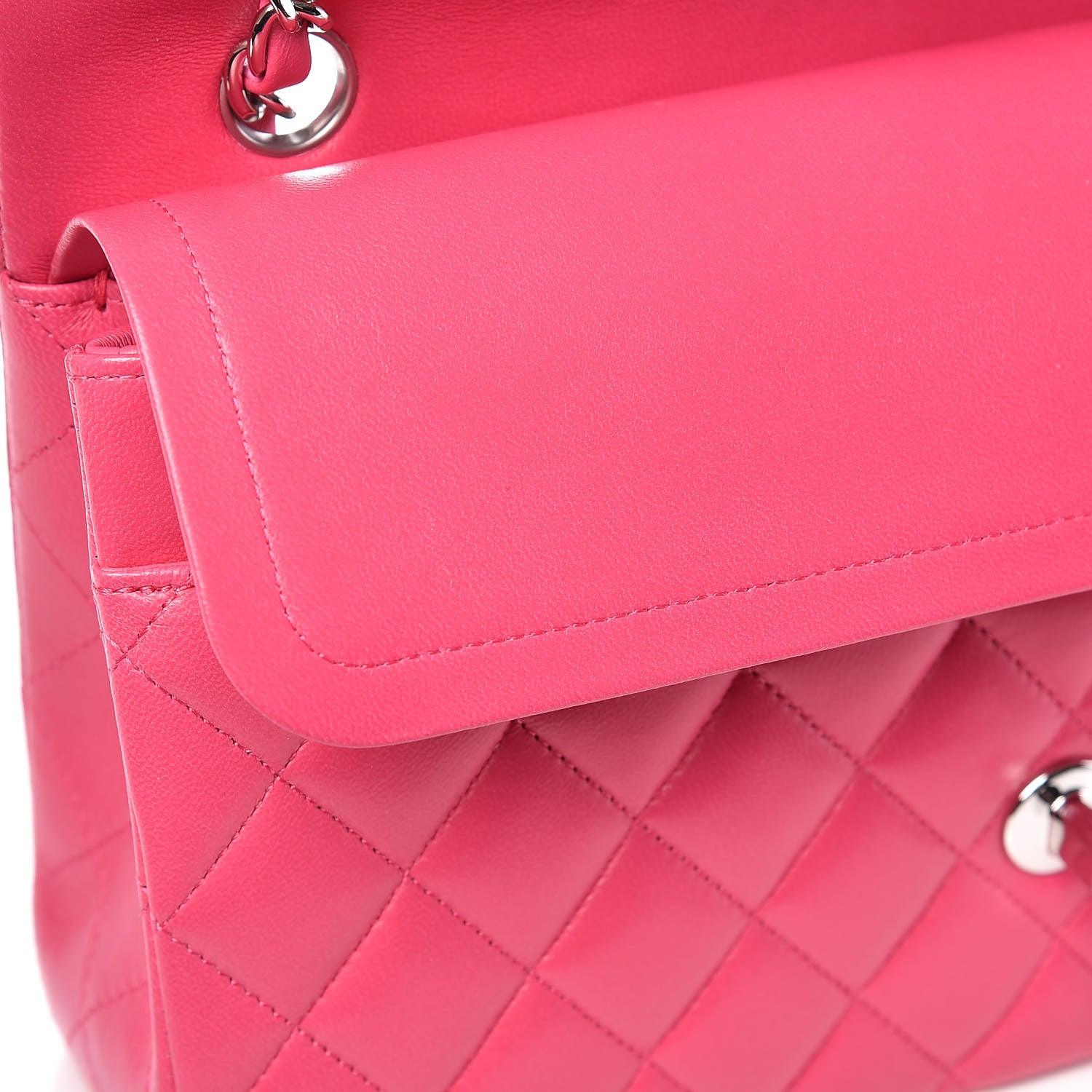 Chanel Lambskin Quilted Medium Double Flap Dark Pink 11 of 13