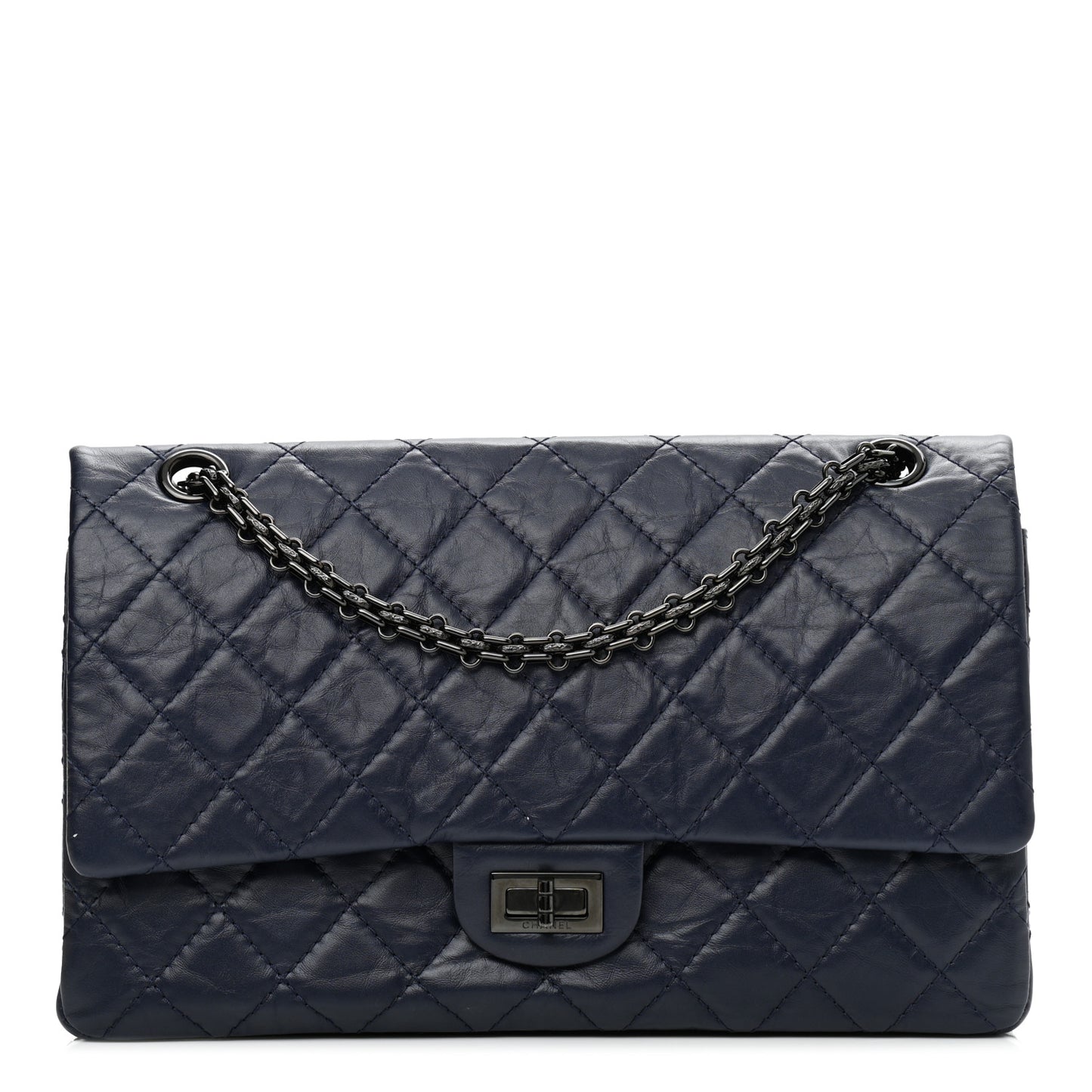 Aged Calfskin Quilted 2.55 Reissue 226 Flap Navy Blue