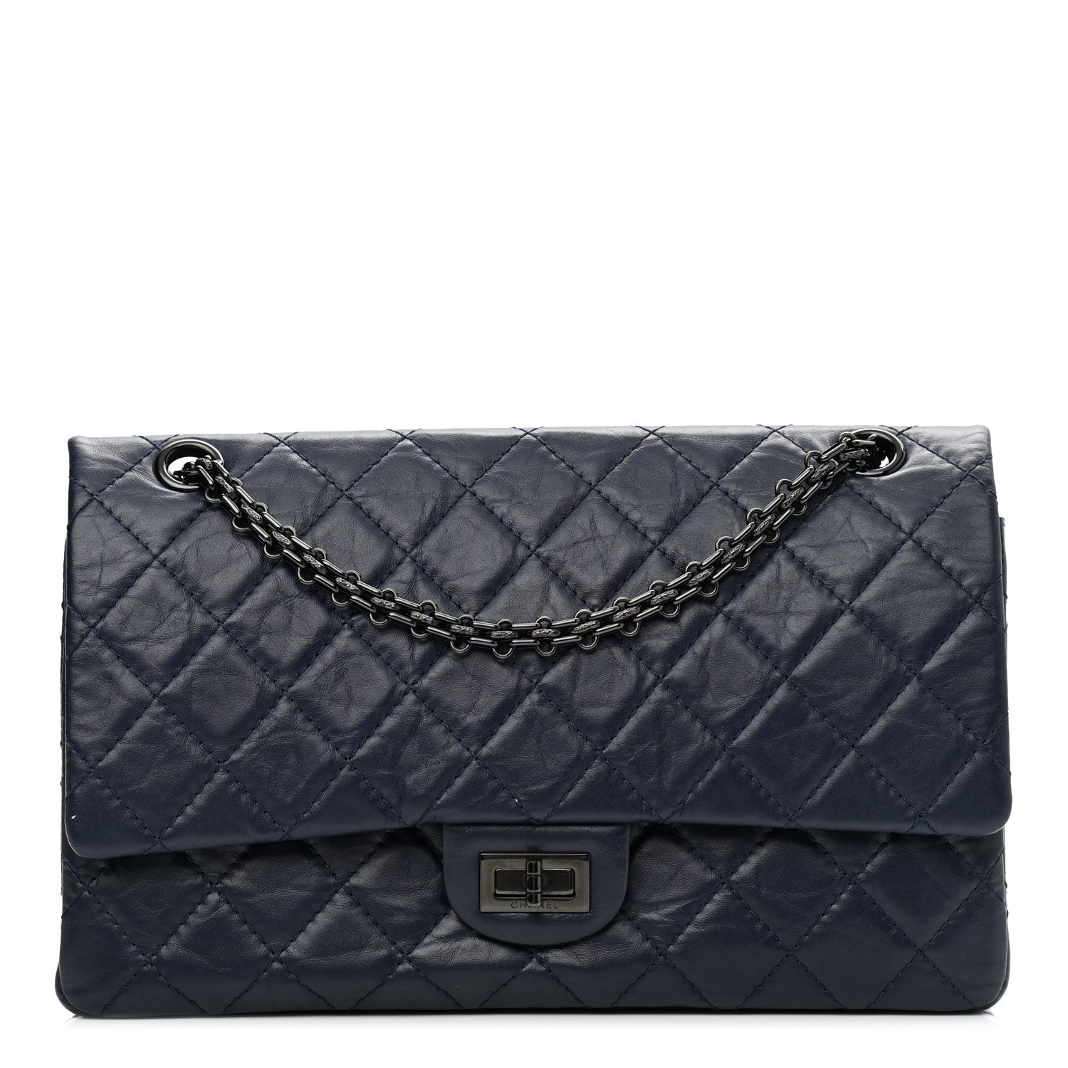 Chanel Aged Calfskin Quilted 2.55 Reissue 226 Flap Navy Blue 1 of 12