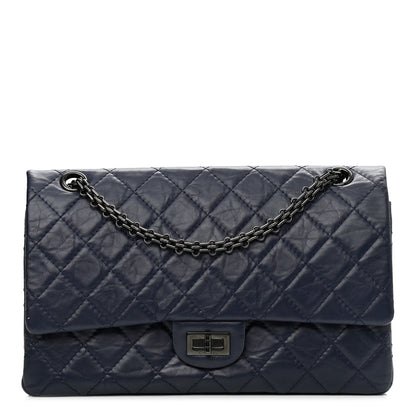 Chanel Aged Calfskin Quilted 2.55 Reissue 226 Flap Navy Blue 1 of 12