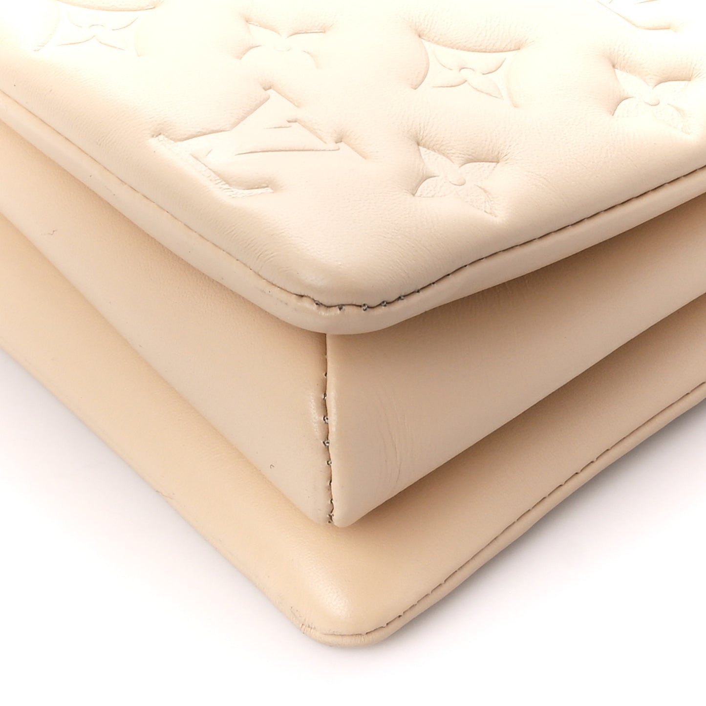 Lambskin Embossed Monogram Coussin MM Beige