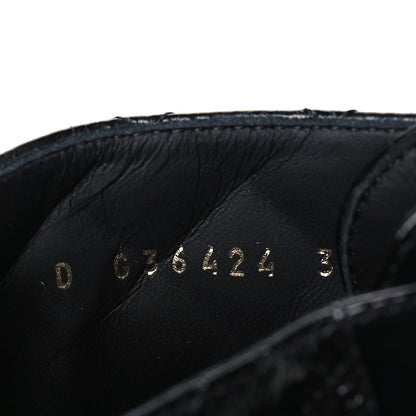 Chanel Shiny Goatskin Calfskin Quilted Lace Up Combat Boots 38 Black 5 of 7