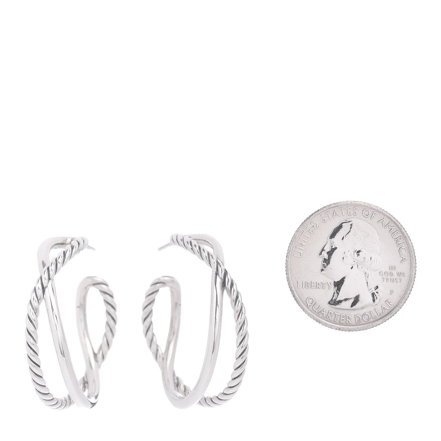 Sterling Silver Crossover Cable Hoop Earrings