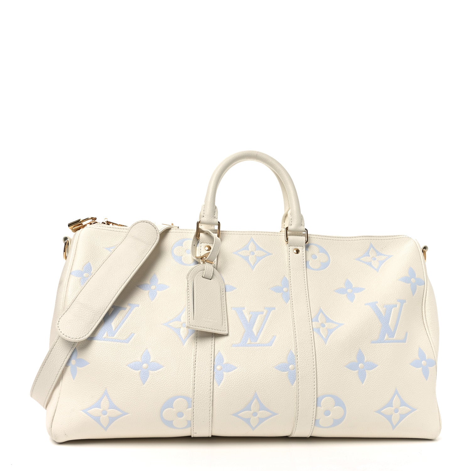 Louis Vuitton Empreinte Monogram Keepall Bandouliere 45 Latte Candy Blue 1 of 9