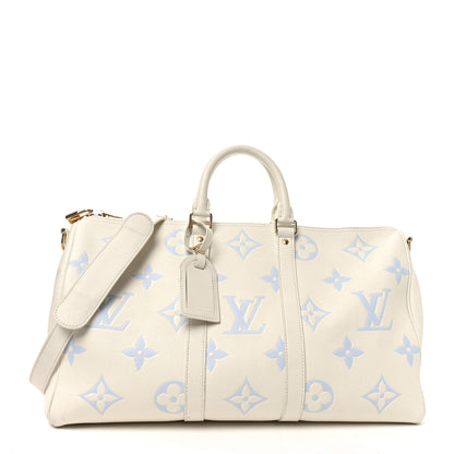 Louis Vuitton Empreinte Monogram Keepall Bandouliere 45 Latte Candy Blue 1 of 9