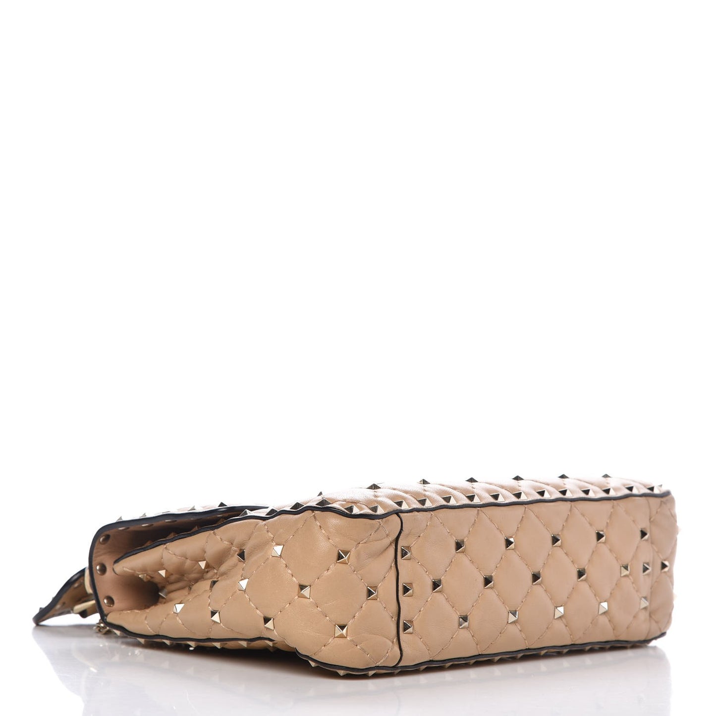 Nappa Medium Rockstud Spike Shoulder Bag Camel Rose