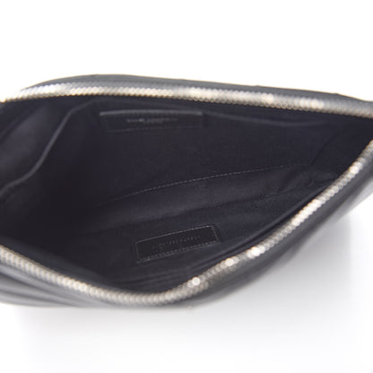 Saint Laurent Calfskin Matelasse Chevron Monogram A5 Wristlet Black 5 of 7