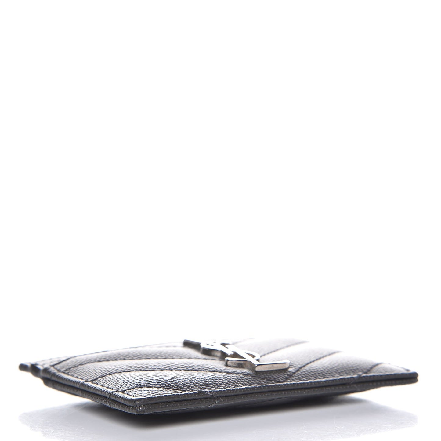 Grain De Poudre Matelasse Chevron Monogram Card Case Coal