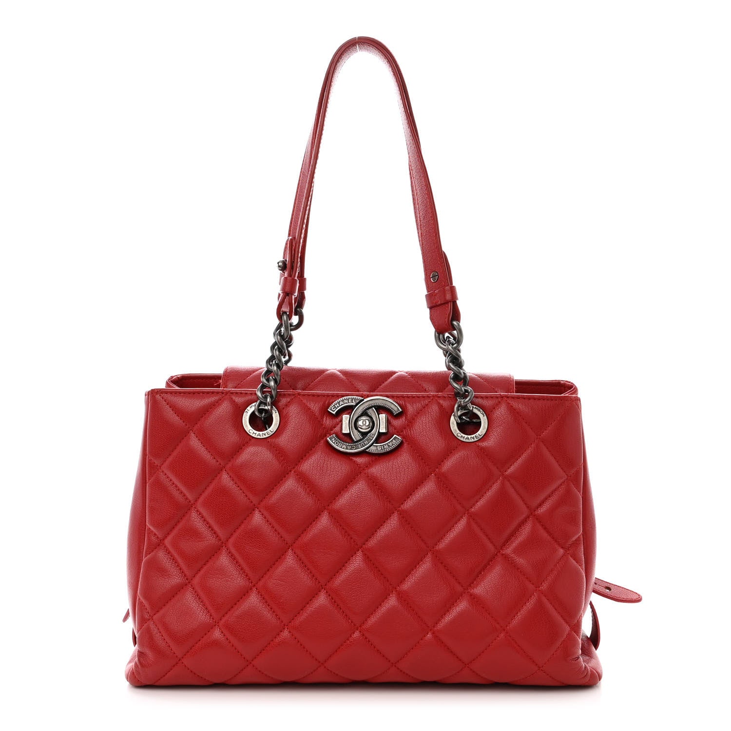 Chanel Metallic Goatskin Quilted Large City Rock Shopping Bag Red 1 of 11