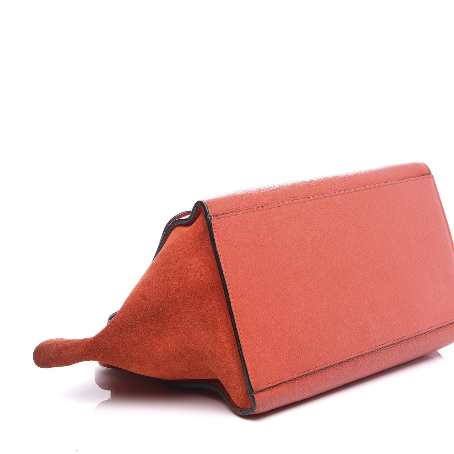 Drummed Calfskin Suede Medium Trapeze Vermillion