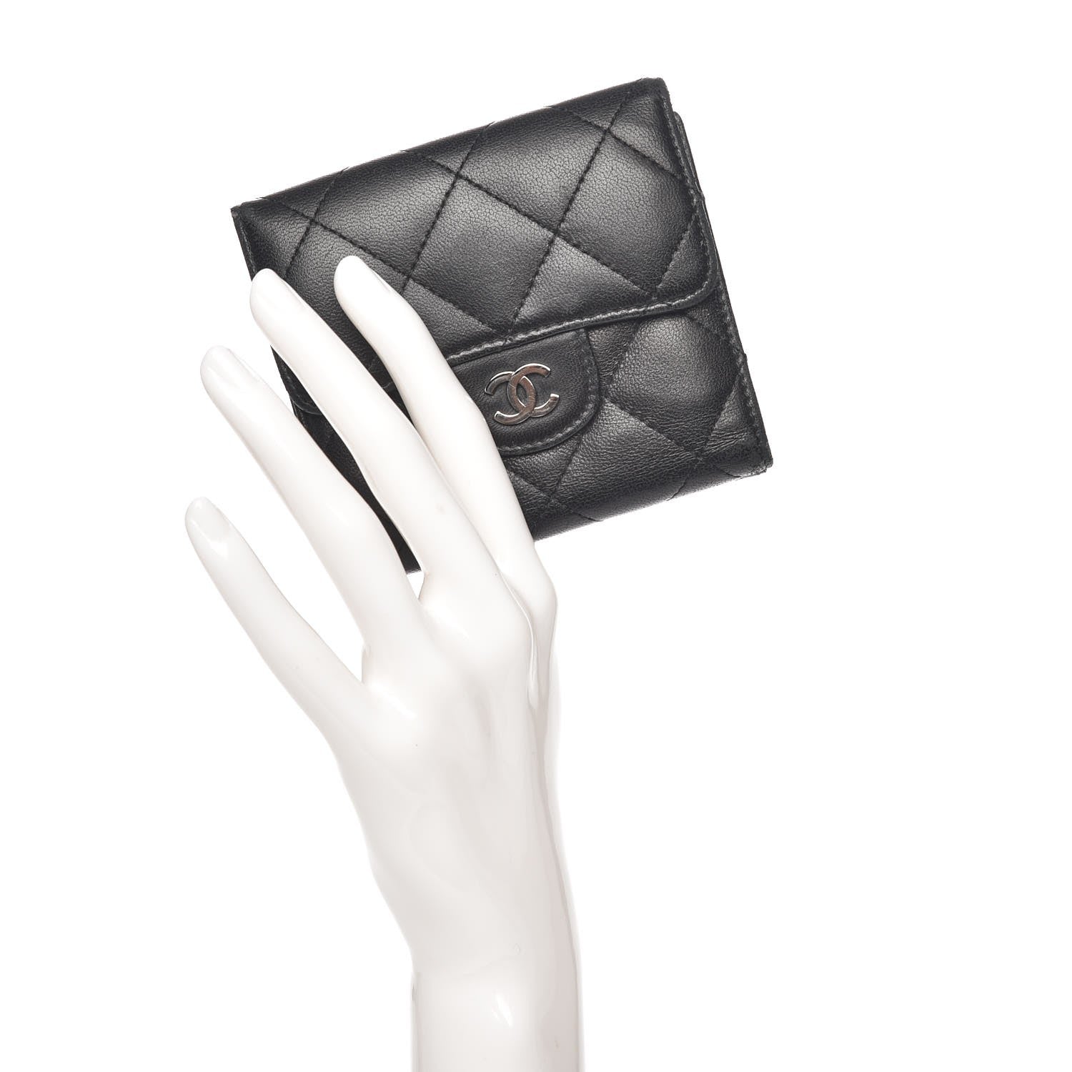 Chanel Lambskin Quilted Double Sided Wallet Black 2 of 10